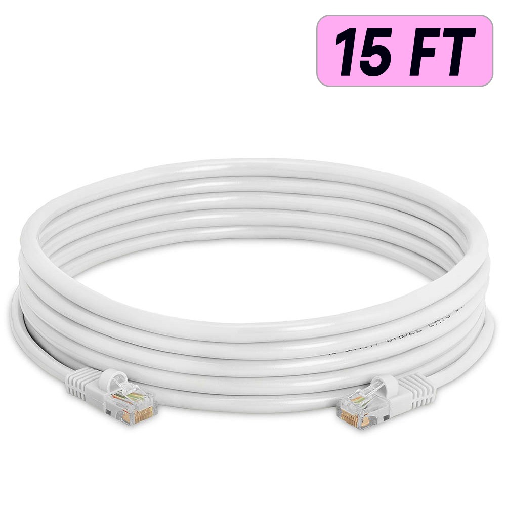 20 PACK Cat5e Cable White Cat 5 Patch Cord Ethernet RJ45 Connectors LAN Wire