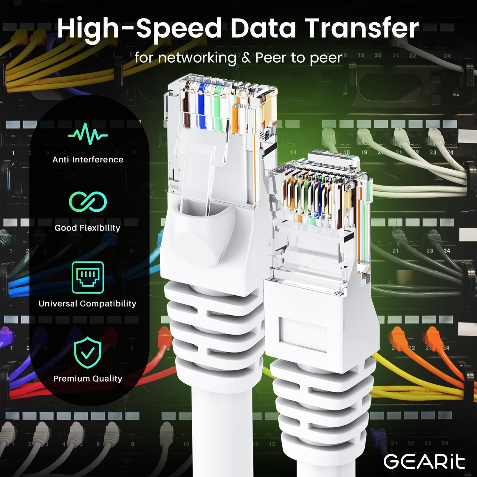 Cat 6 Ethernet Cable, 1-Pack, 3 Feet, White, 10Gbps, RJ45, Snagless Cord
