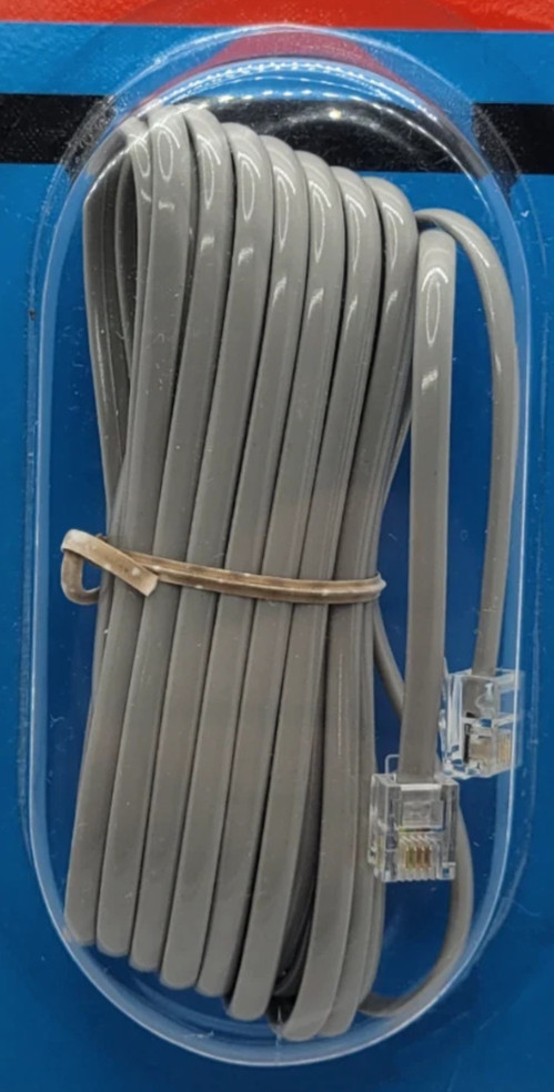 AT&T 14′ Line Cord Telephone Cable Wall to Phone Silver Satin Landline RJ-11