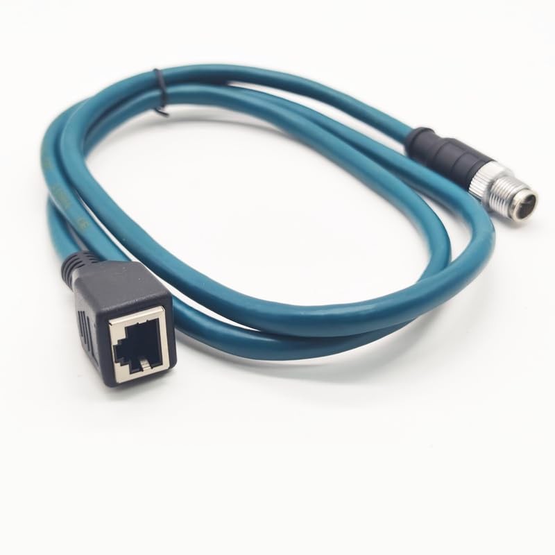 3.28ft M12 8 Pin X Code Male to RJ45 Female Ethernet Cable, Cat6 Shielded, Flex