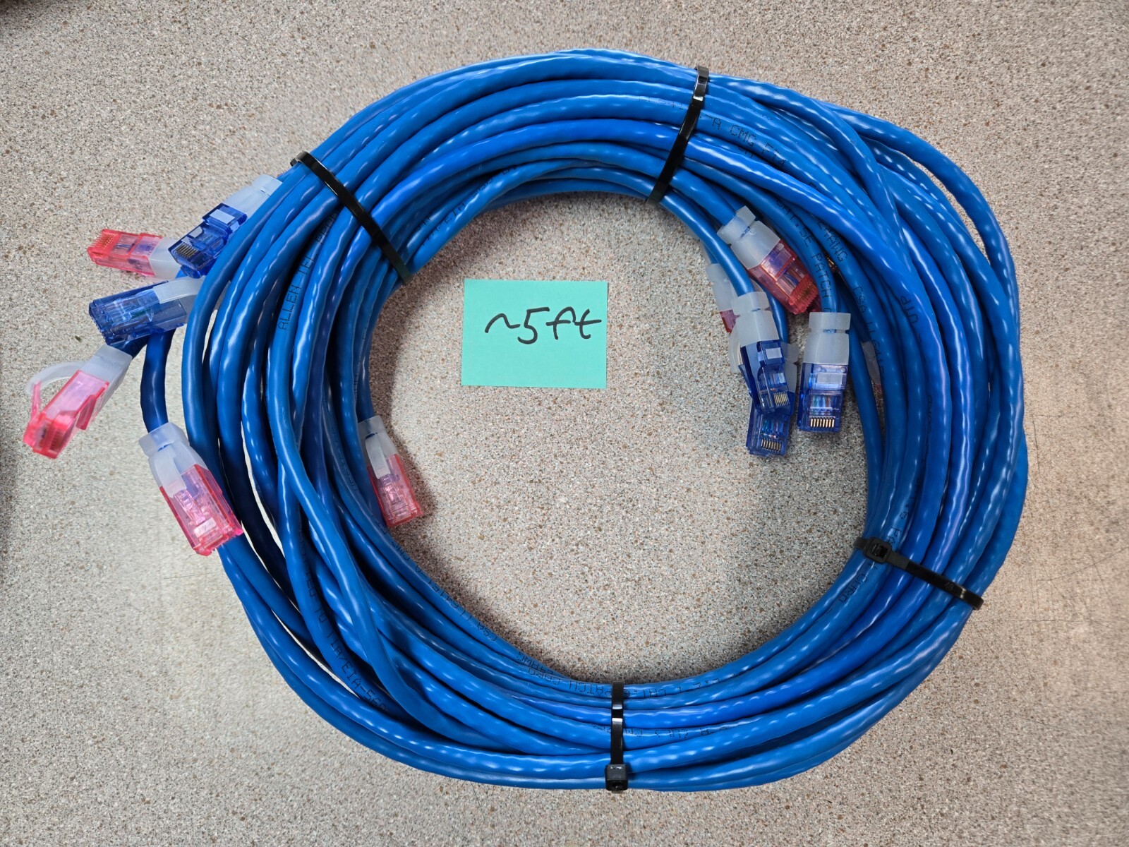 10x 5 Foot Long Ethernet Blue CAT 5 Patch Cable
