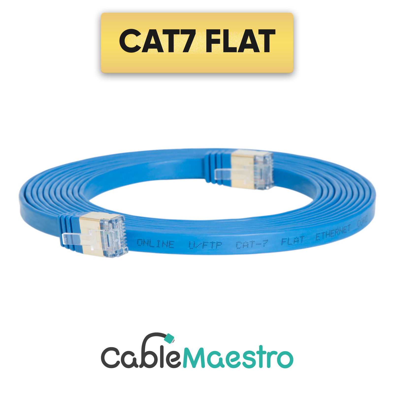 CAT7 Ethernet Cable Patch FLAT LAN Gold Plated U/FTP Shielded RJ45 6-100FT Lot