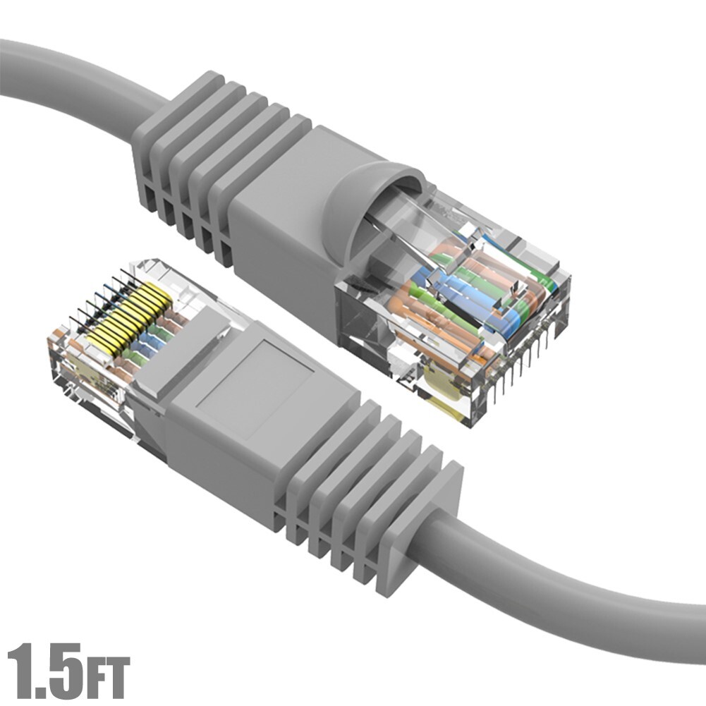1.5FT Cat6 RJ45 Ethernet LAN Network UTP Snagless Patch Cable Pure Copper Gray