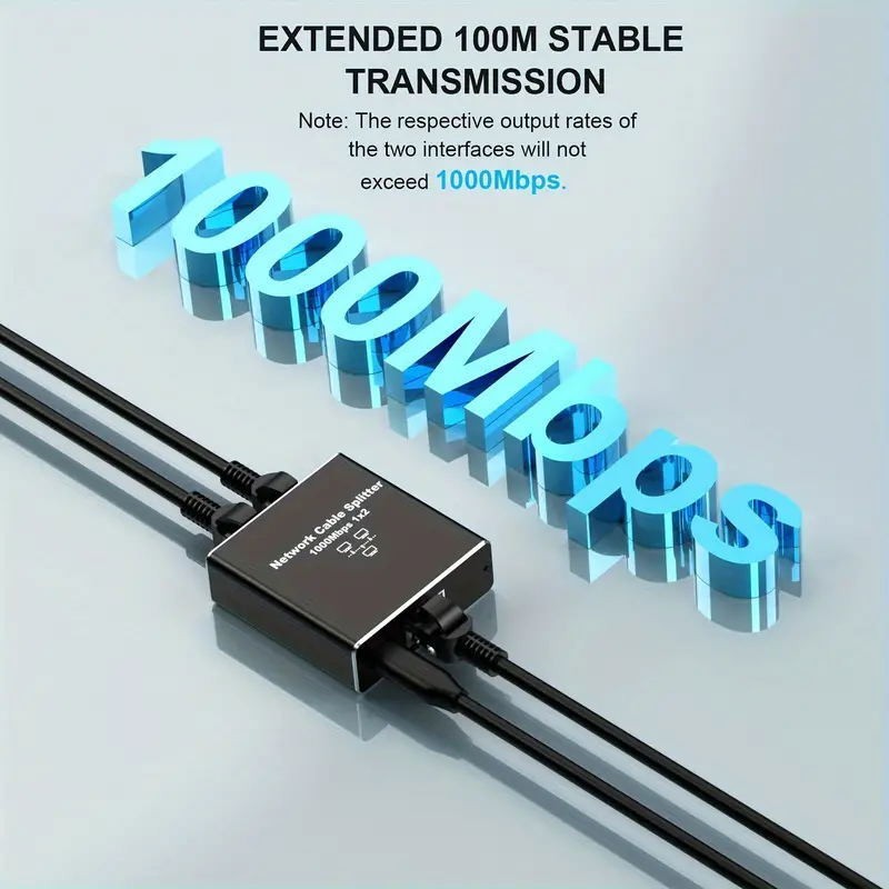 RJ45 Gigabit Ethernet Splitter 1000Mbps LAN Network Internet 1 to 2 Out Adapter