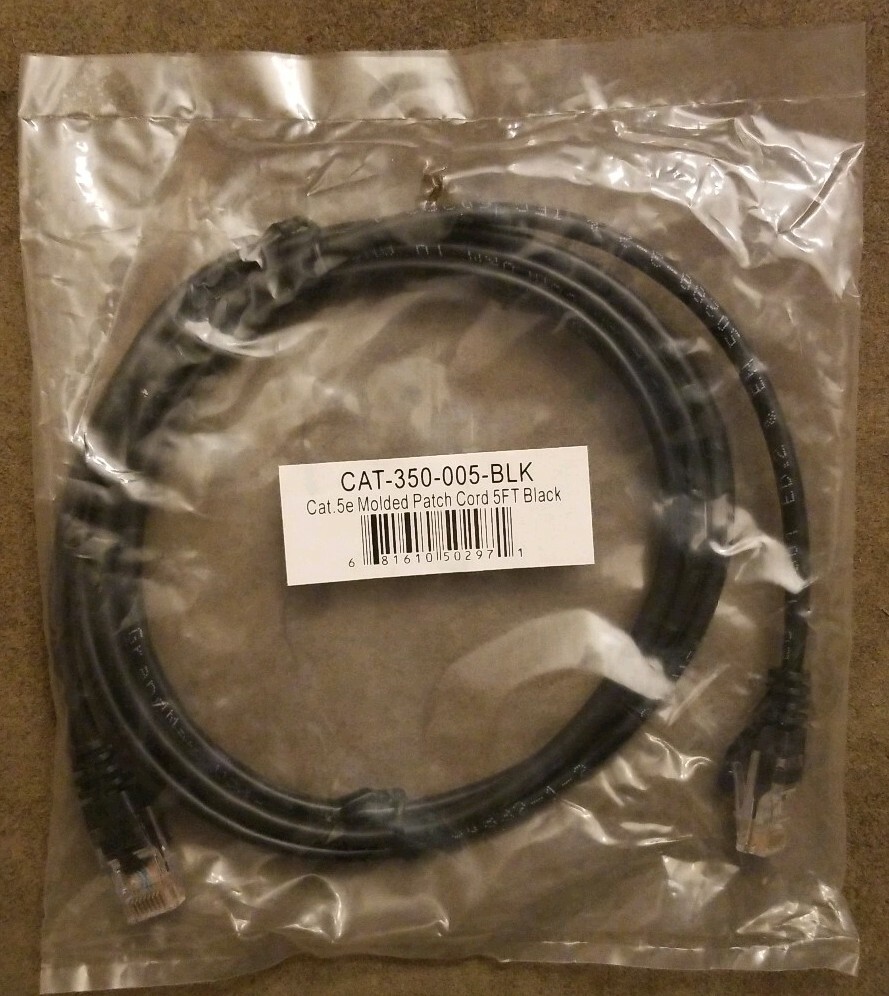 Category 5e Cat 5e Cat5e Ethernet LAN Molded Patch Black 5ft Cord Cable 350 MHz