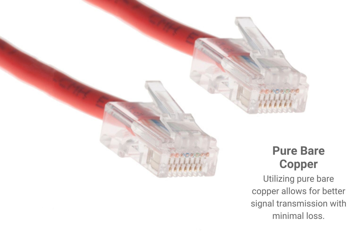 CAT5e Ethernet Patch Cable, Non-Booted, 3 Foot, Red – Lifetime Warranty