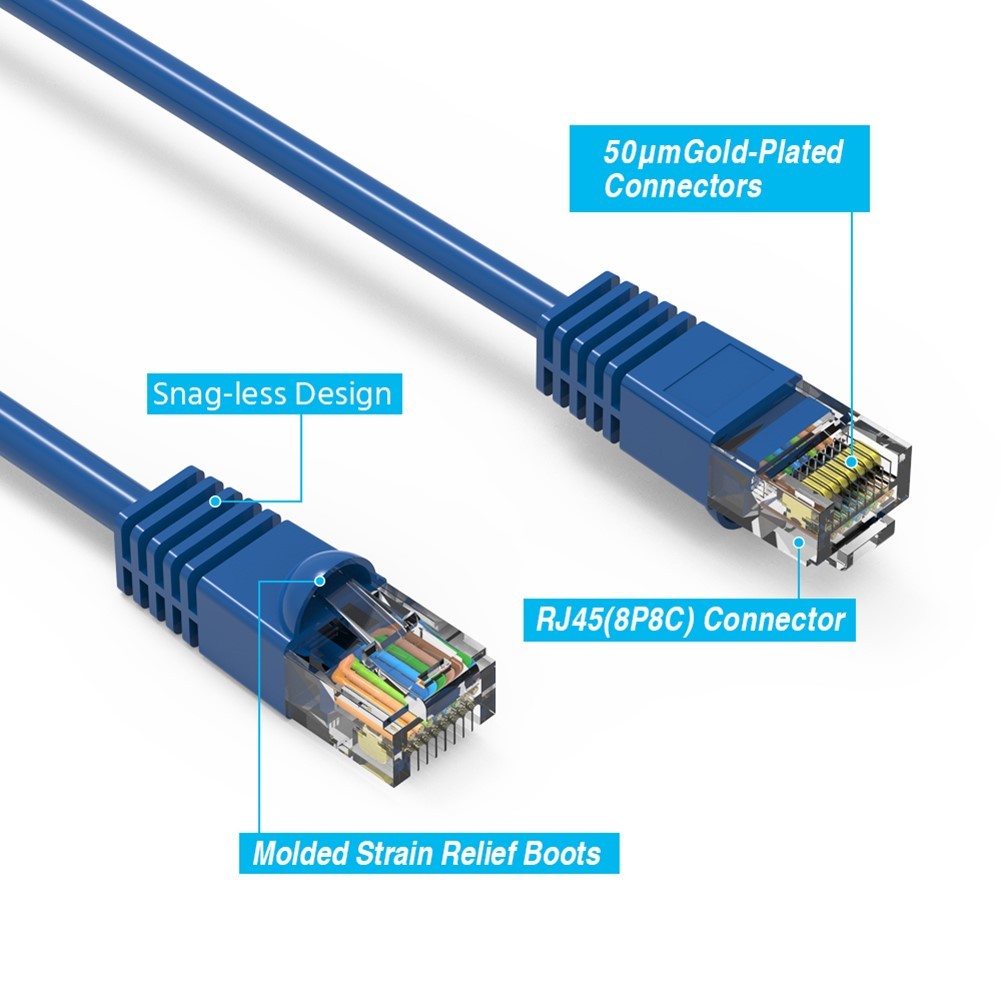 4FT Cat5E RJ45 Ethernet LAN Network UTP Snagless Patch Cable Pure Copper Blue