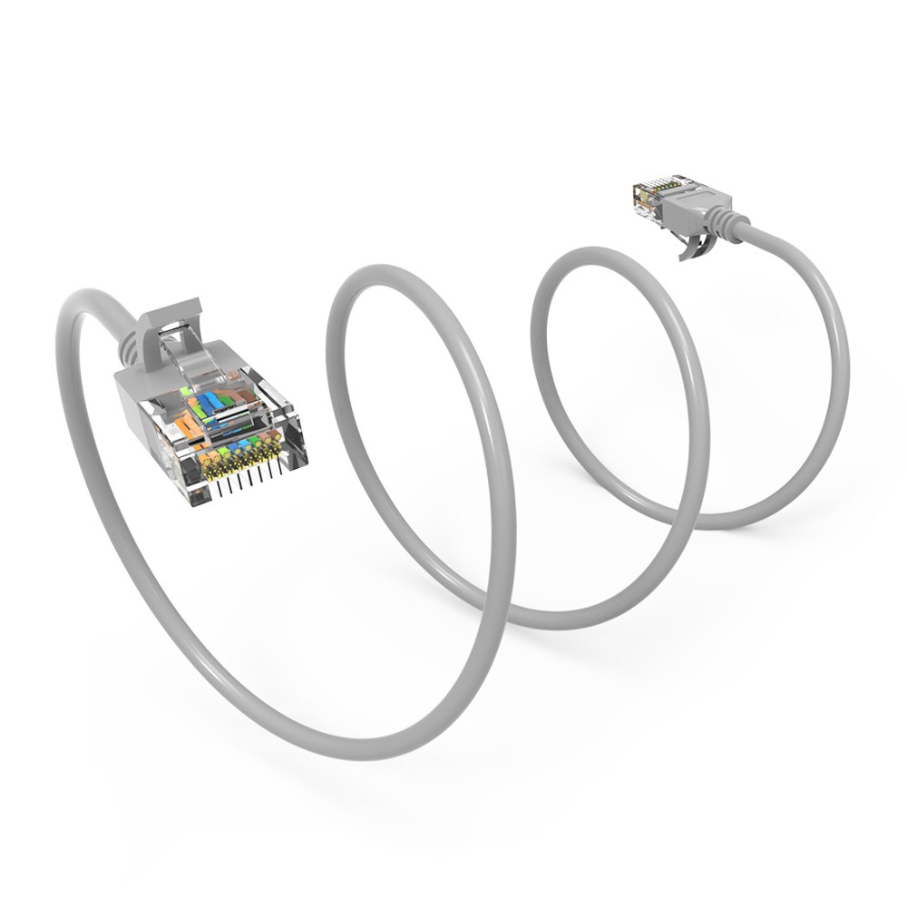 7Ft CAT6A UTP Slim Ethernet Network Booted Cable 28AWG Gray