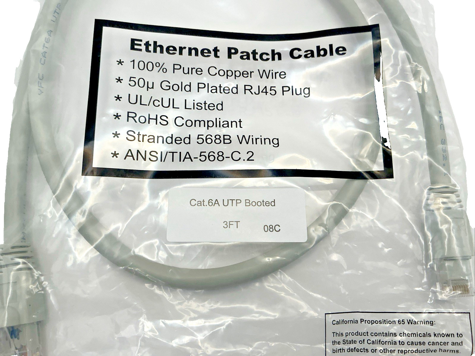 Ethernet Pacth Cable cat6A UTP-50up Gold Plated RJ45 Plug.10 pcs bag