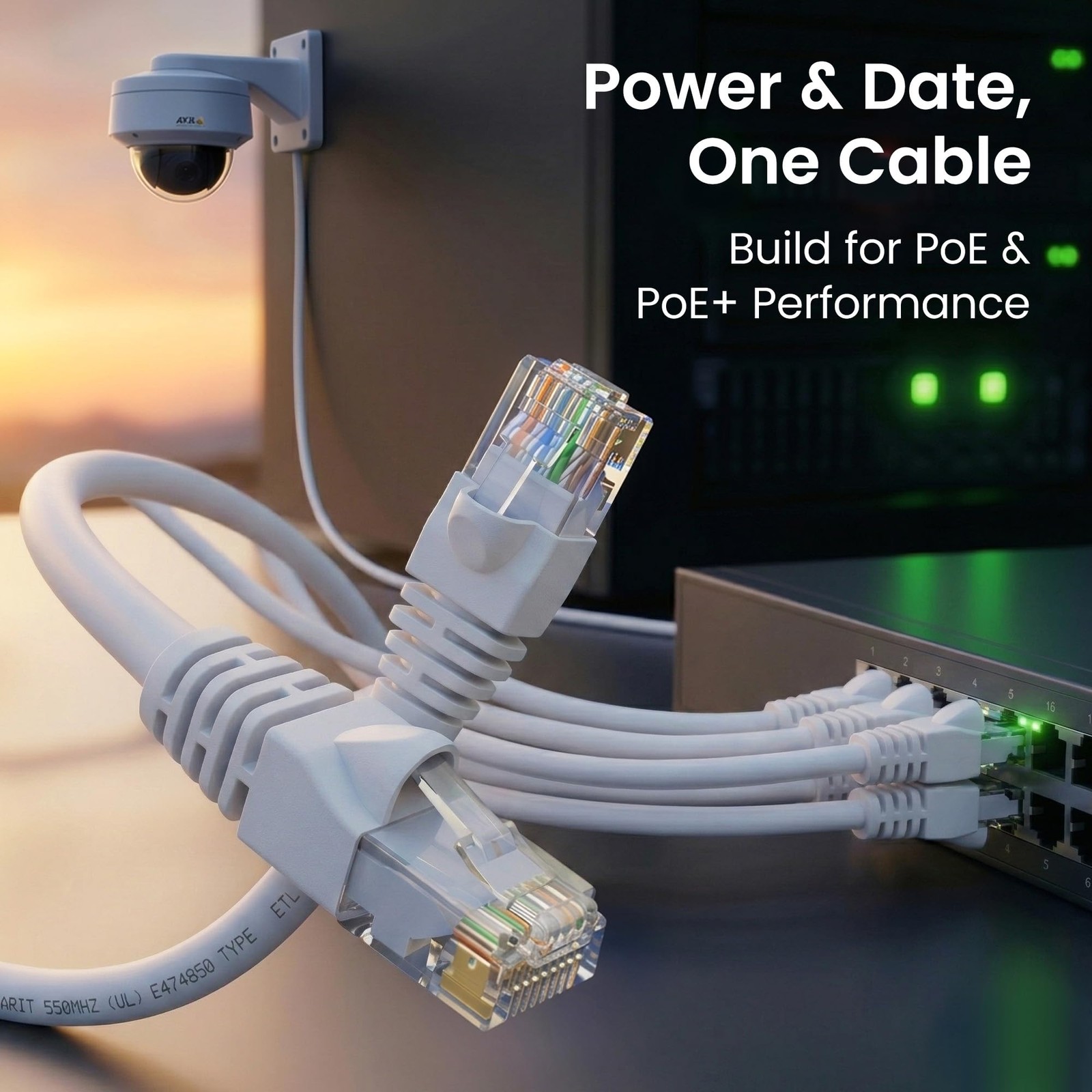 24 Pack White 1ft Cat6 10Gbps Snagless RJ45 Network Ethernet Patch Cables