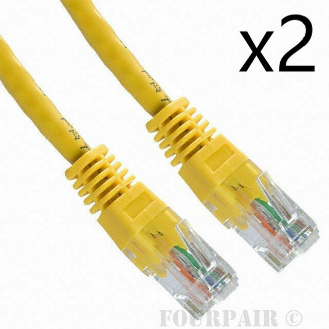 2 Pack Lot – 1ft CAT6 Ethernet Network LAN Router Patch Cable Cord Wire Yellow