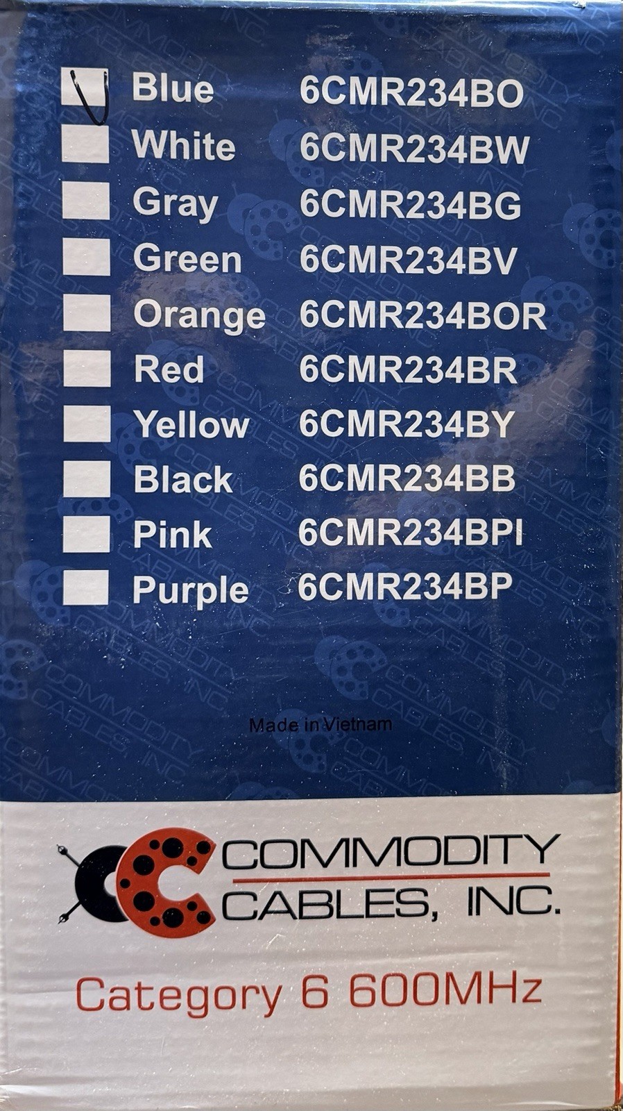 Commodity Cables, Inc. Category 6 Blue 600MHz CMR Riser Cable