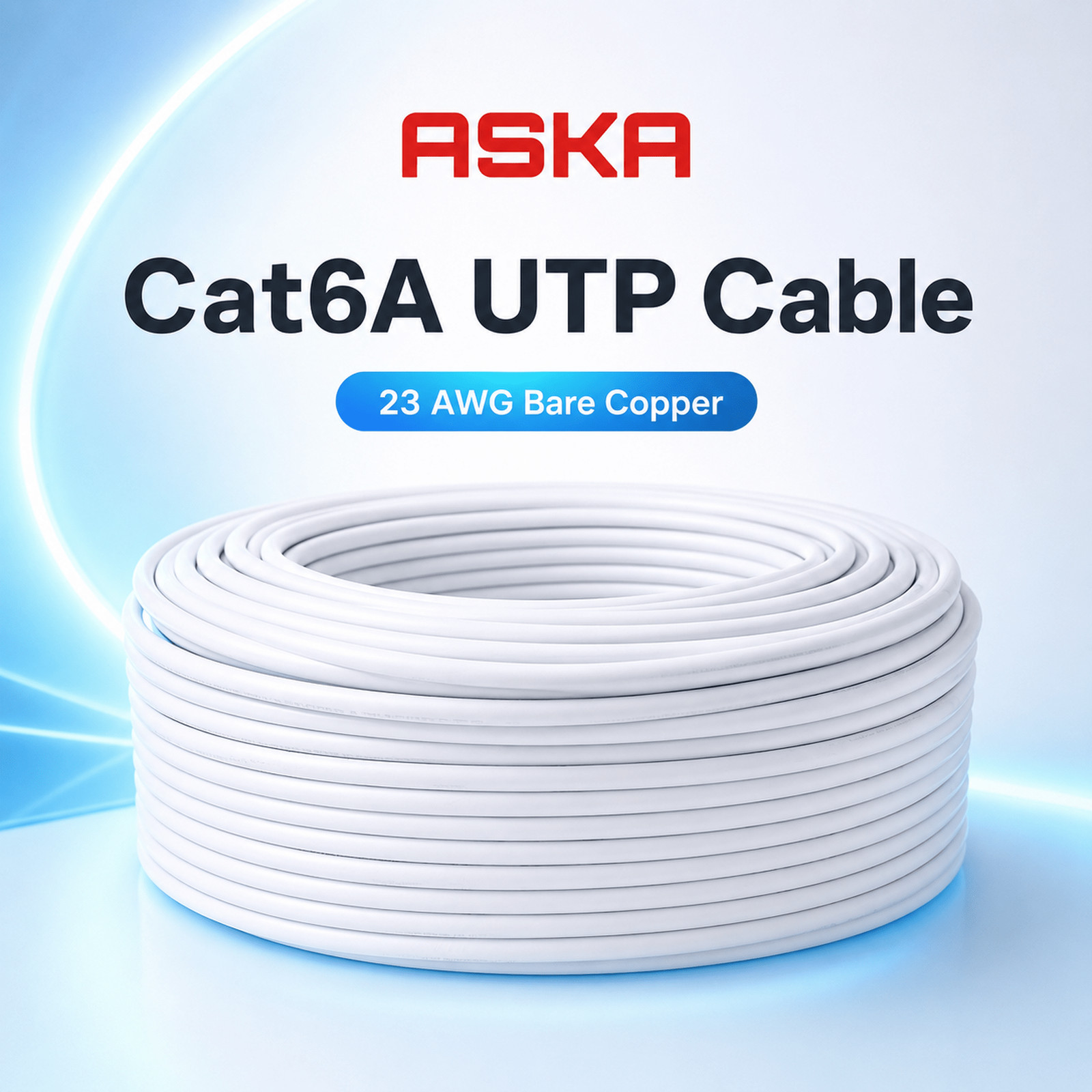 Ethernet LAN Cable UTP CAT6A Solid Bare Copper 23AWG White UL Certified CM Rated
