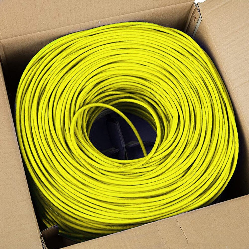 2 Pack Cat5e Plenum Ethernet Cable 1000ft CMP Solid 24AWG UTP High Speed Yellow