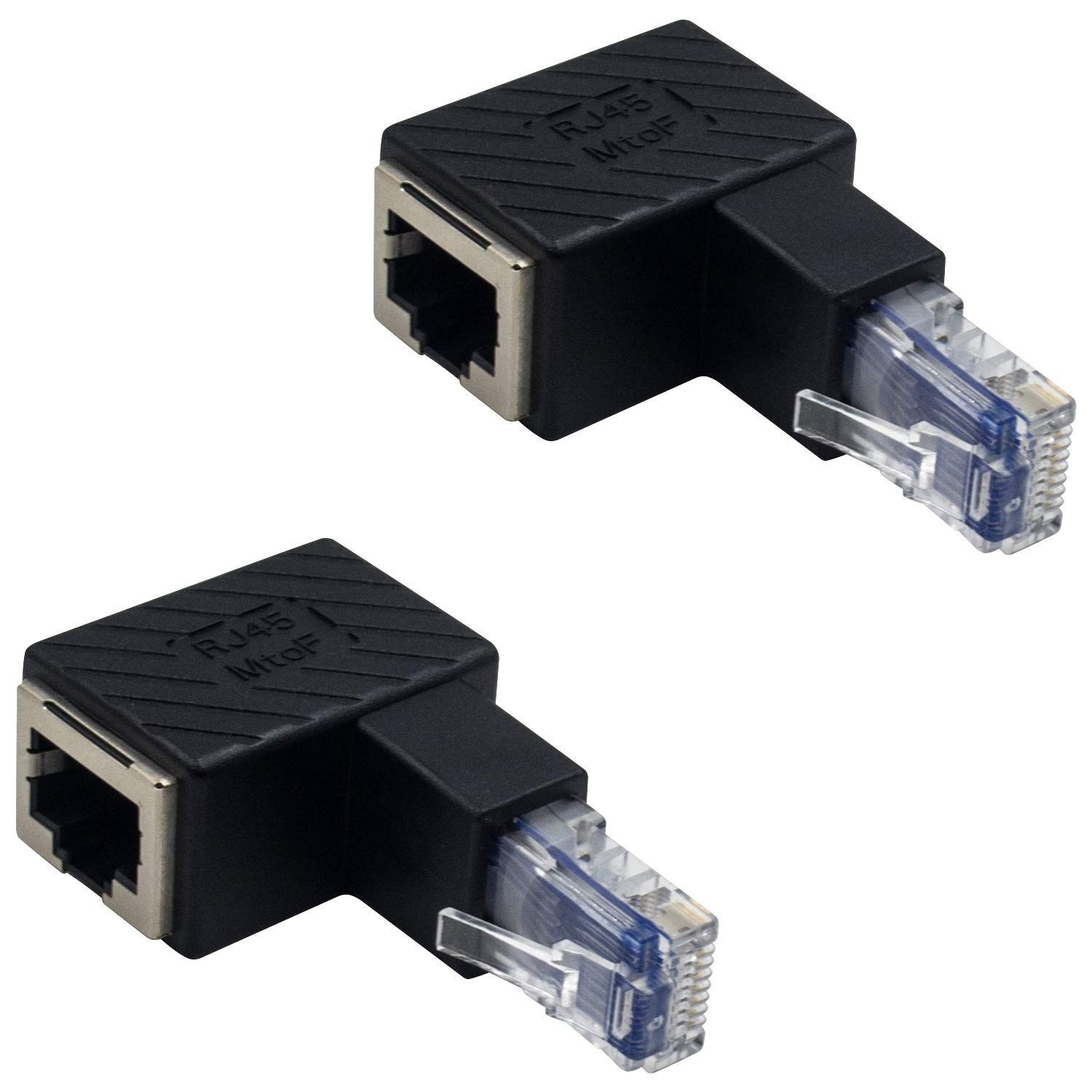 90 Degree Ethernet Extender Adapter, Down Angled RJ45 Male to Female, Cat5e/C…