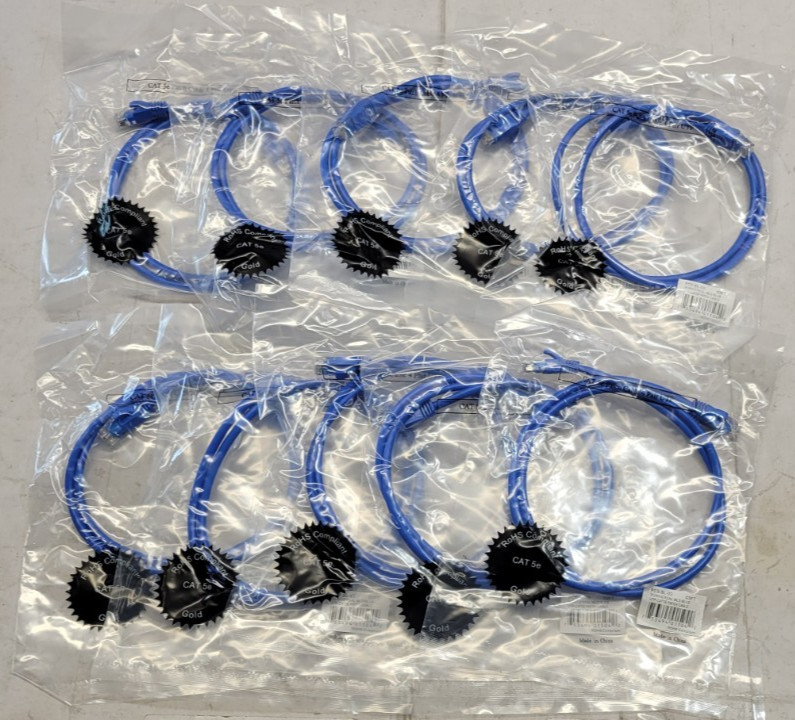 NEW – LOT OF 10 Unbranded 3″ Universal UTP-Cat5e Patch Cable – PC5-BL-03
