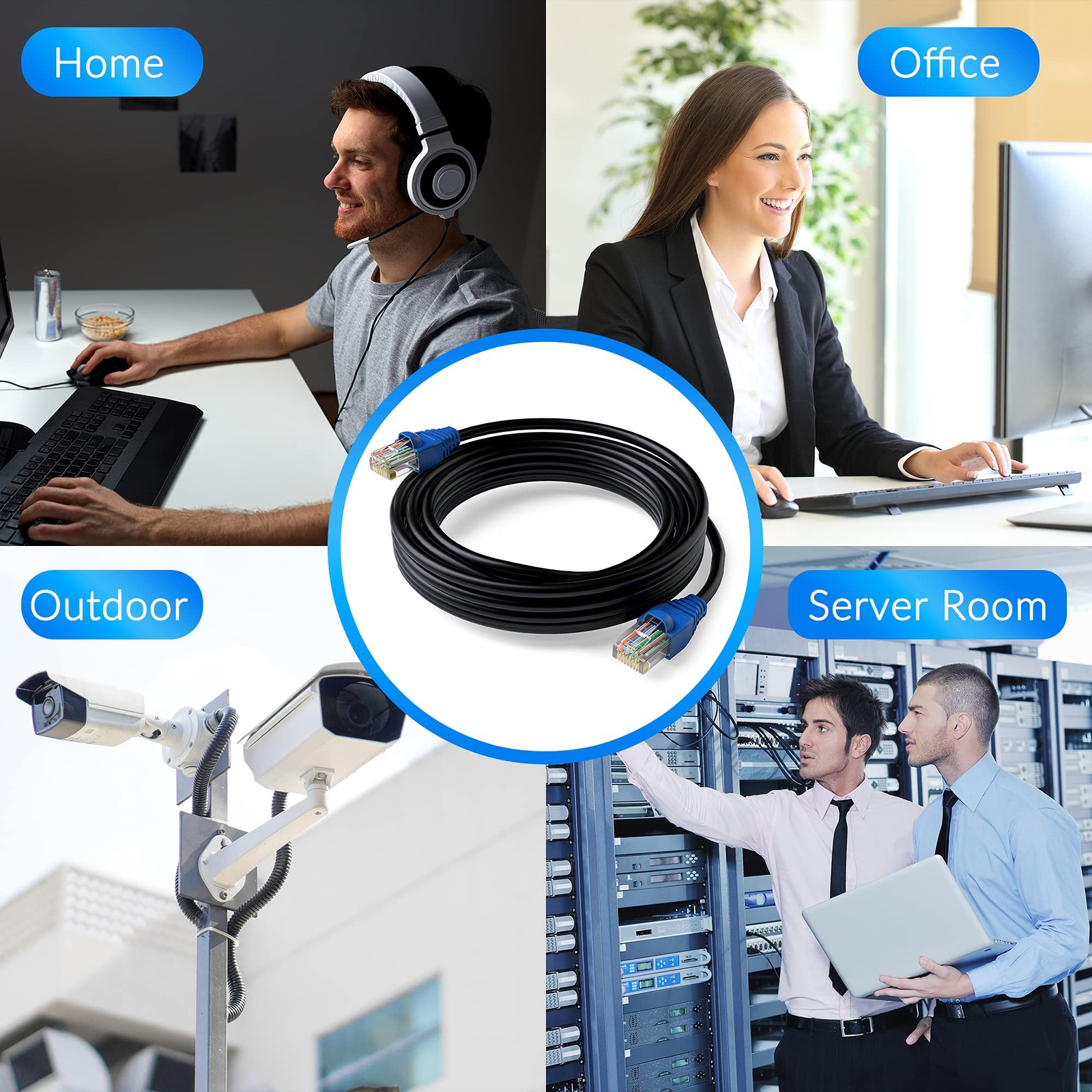 Cable Ethernet Para Exteriores Cat6 De 100 Pies, Cable De Internet Resistente…