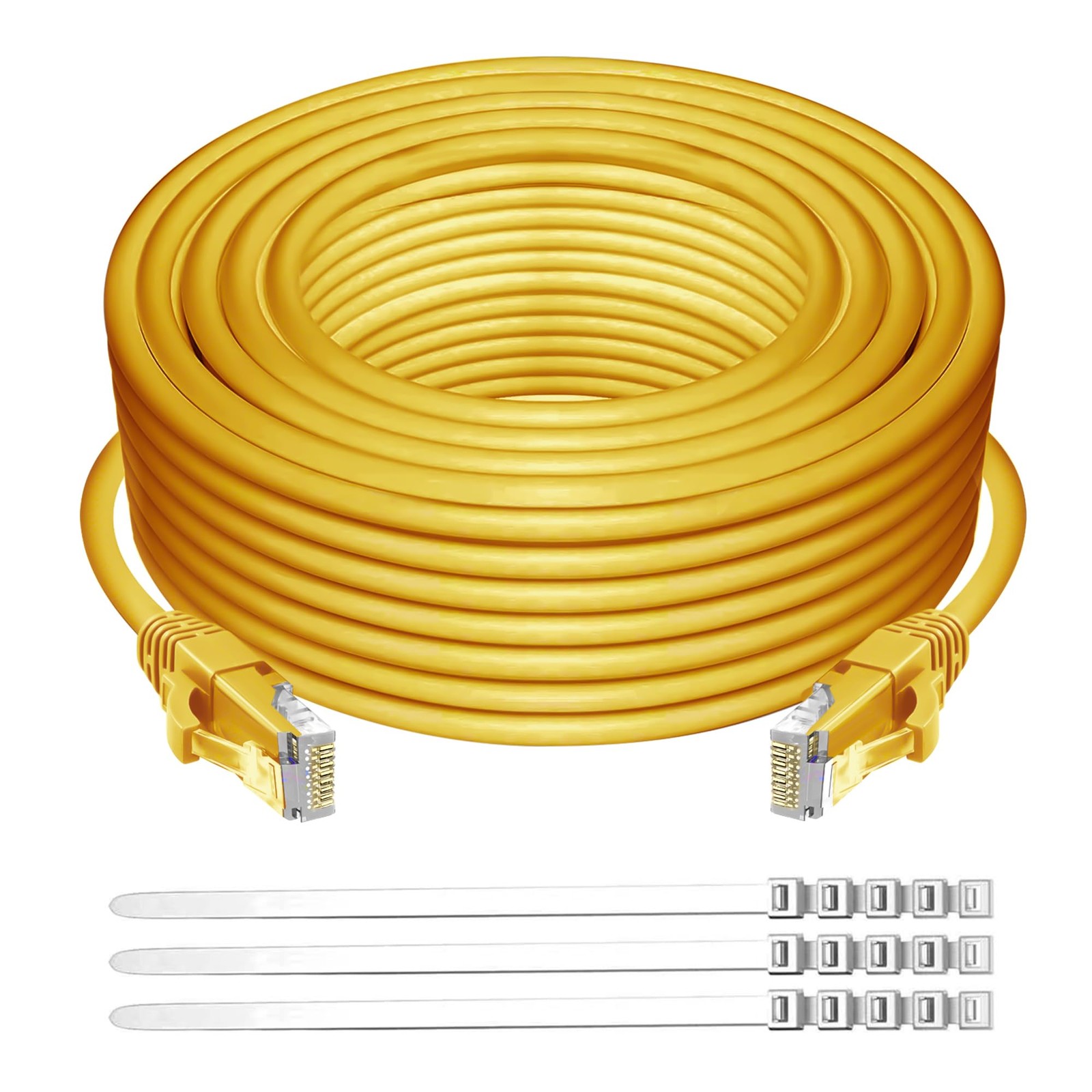 Cat 6 Ethernet Cable 200 Ft Yellow Outdoor Indoor Snagless RJ45 Network Cord