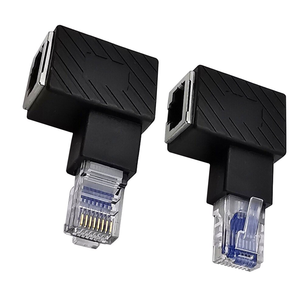1x 90 Degree Angled RJ45 Ethernet LAN Male to Female Cat5 Cat5e Extender Adapter