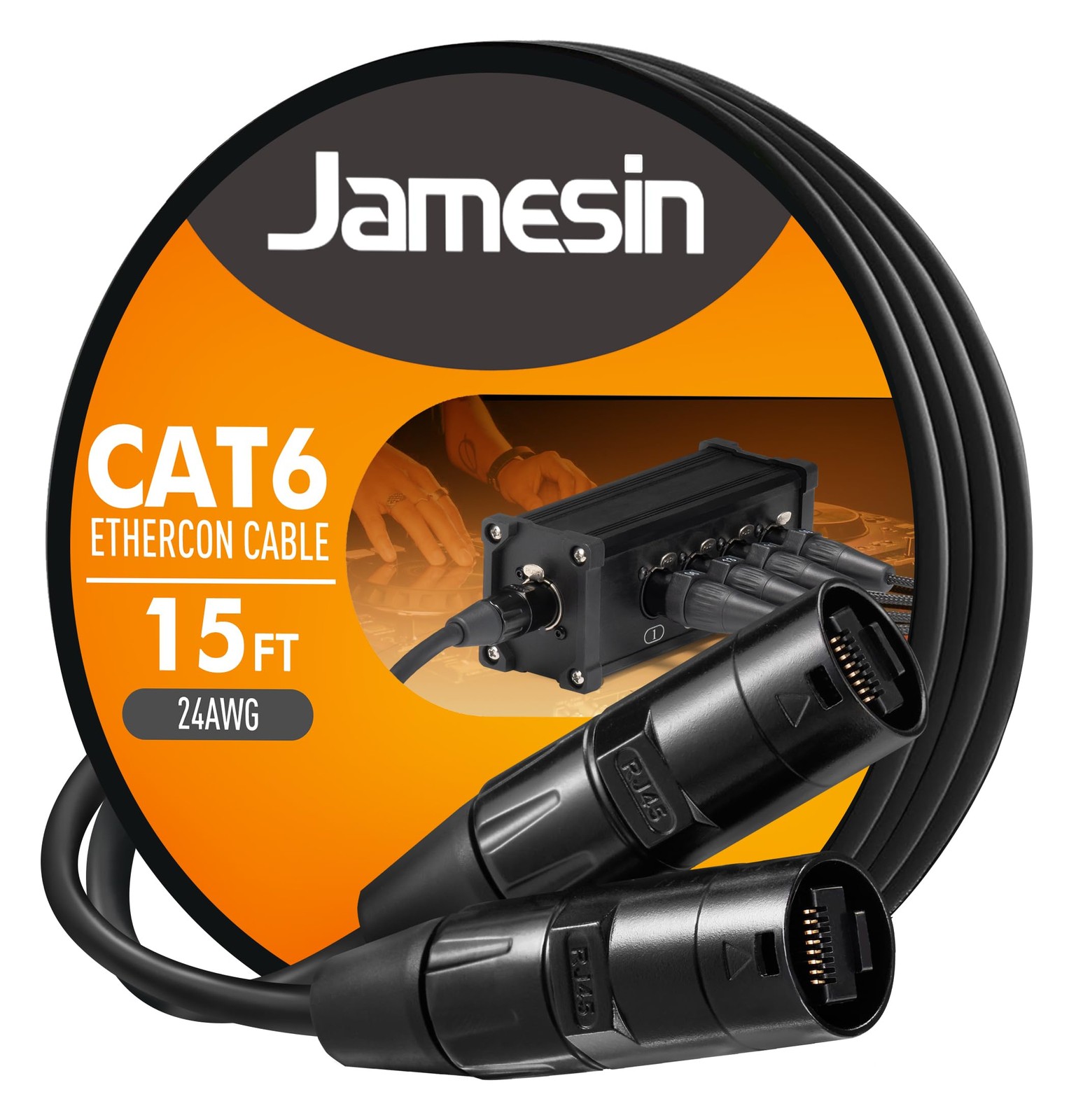 CAT6 Shielded Ethercon Cable 15ft with Booted RJ45 Tactical Locking Connectors