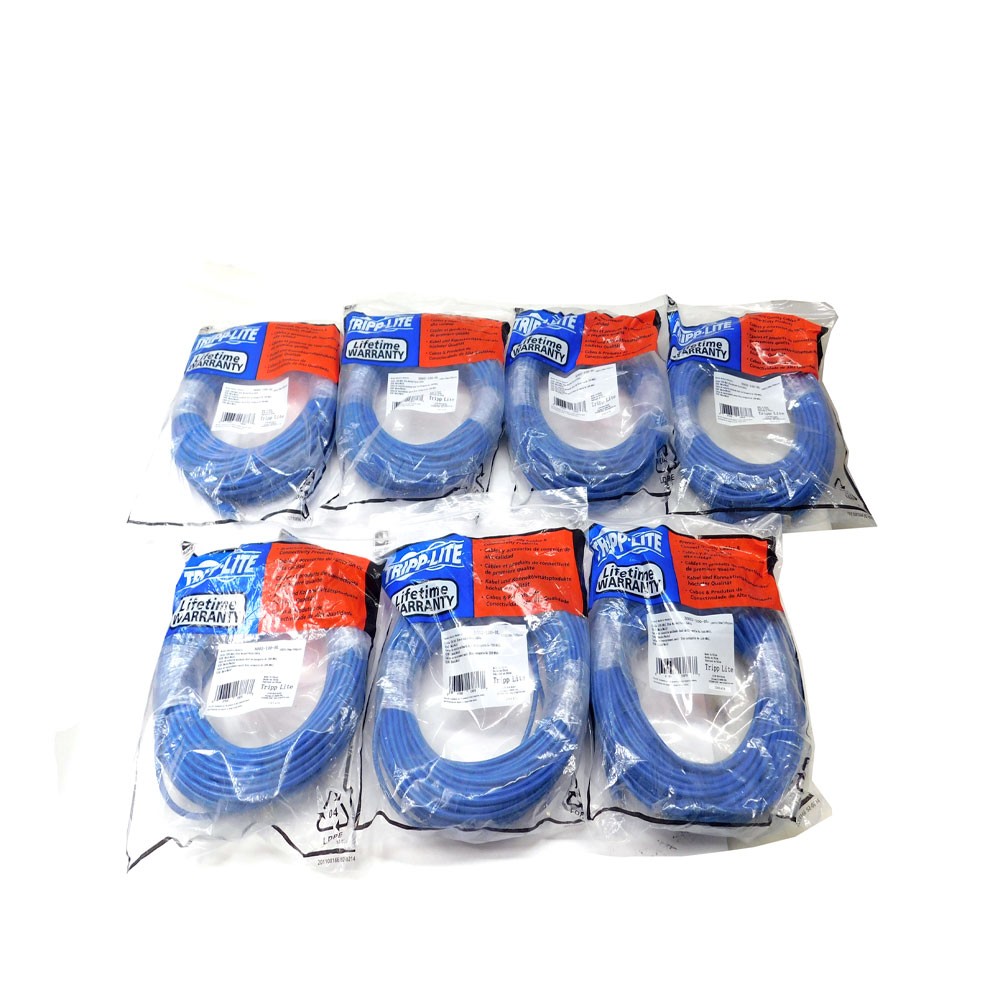 (Lot of 7) NEW Tripp-Lite N002-100-BL 100′ Cat5e Blue Molded Patch Cable