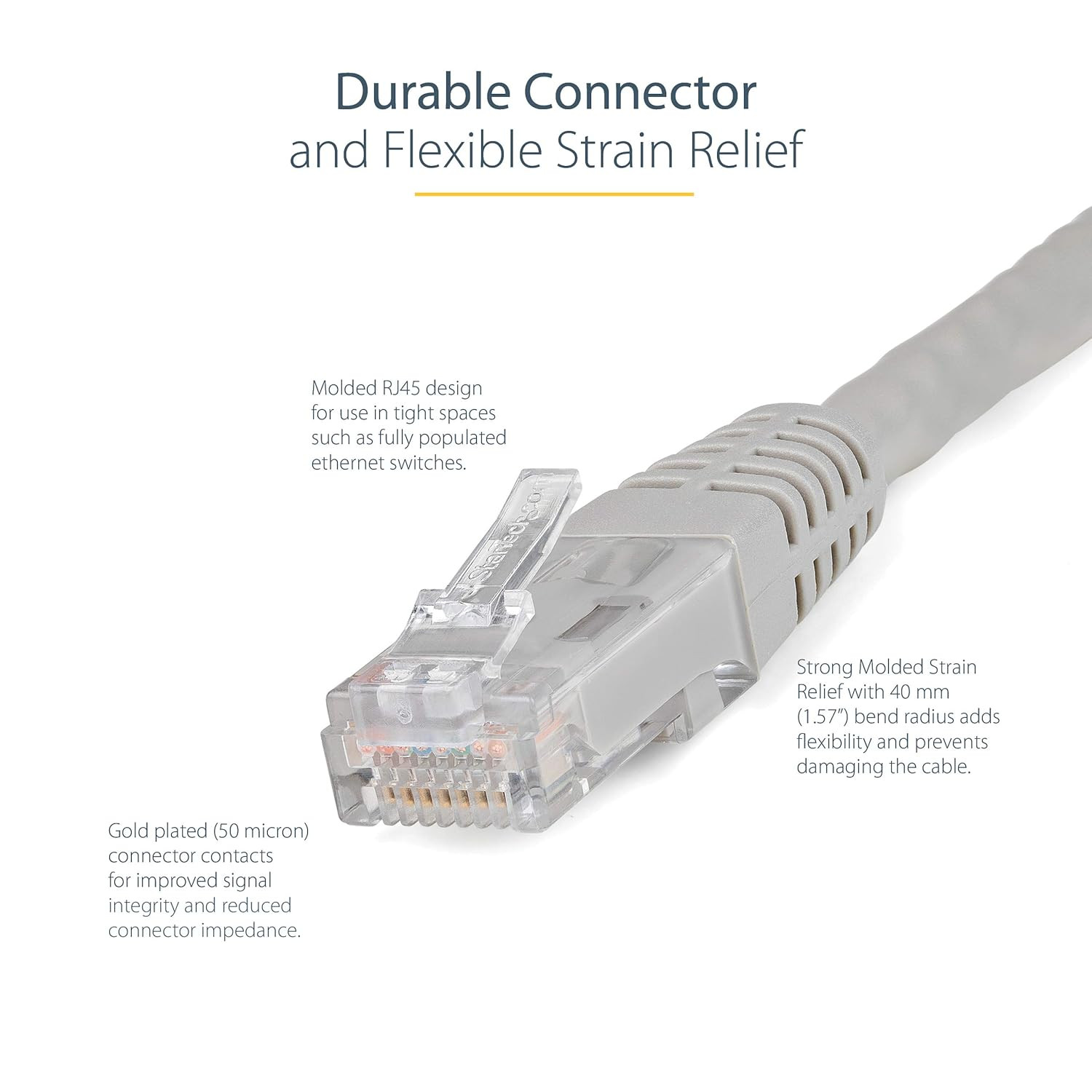 Startech 25Ft CAT6 Ethernet Cable – Gray CAT 6 Gigabit Ethernet Wire -250Mhz 100