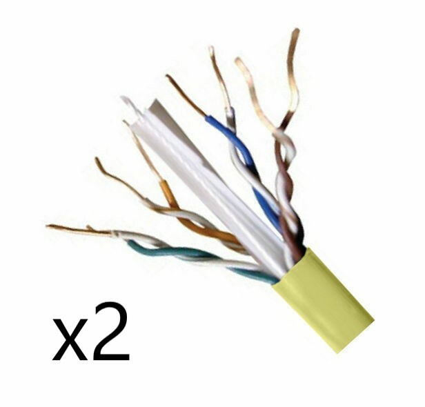 Lot of 2 – CAT6E Ethernet 550MHz CMR Cable Yellow 1000FT 23 AWG COPPER