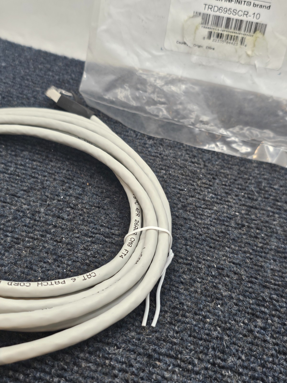 L-COM TRD695SCR-10 10FT Shielded Cat 6 Cable, RJ45 / RJ45 PVC Jacket Gray