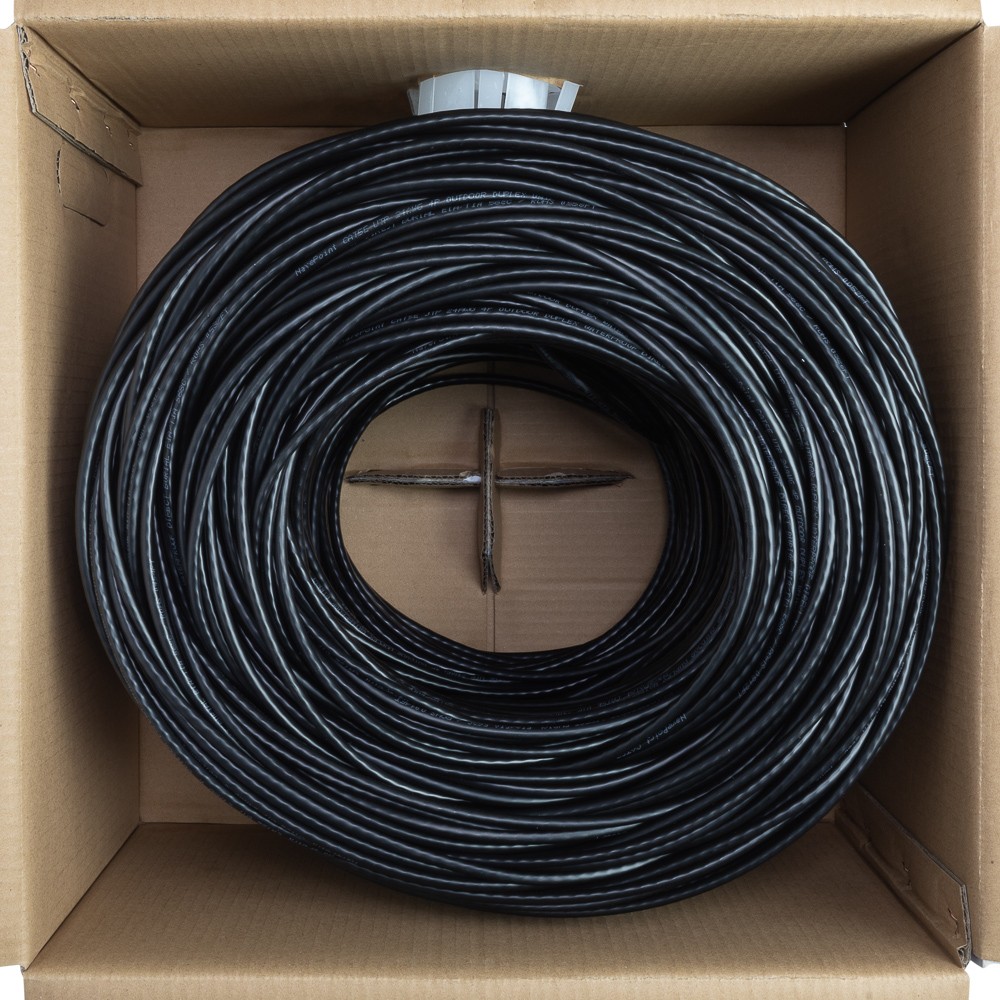 CAT5e 500FT UTP Solid CCA Outdoor Direct Burial LDPE Ethernet 24AWG Black