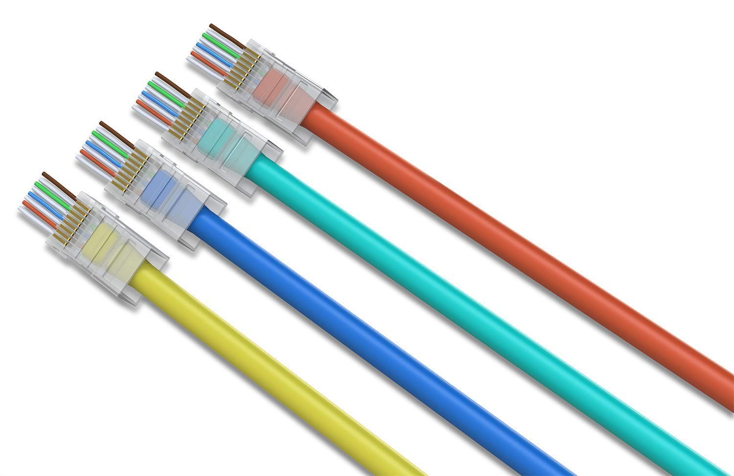 RJ45 Cat6A Cat6 Pass Through Connectors 50Pack 23AWG End Bold Ethernet 8P8C