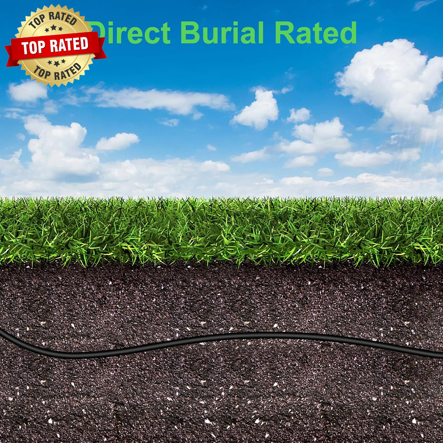 100FT Cat6 Outdoor Ethernet Cable, In-Ground, Heavy Duty Direct Burial, 24AWG CC