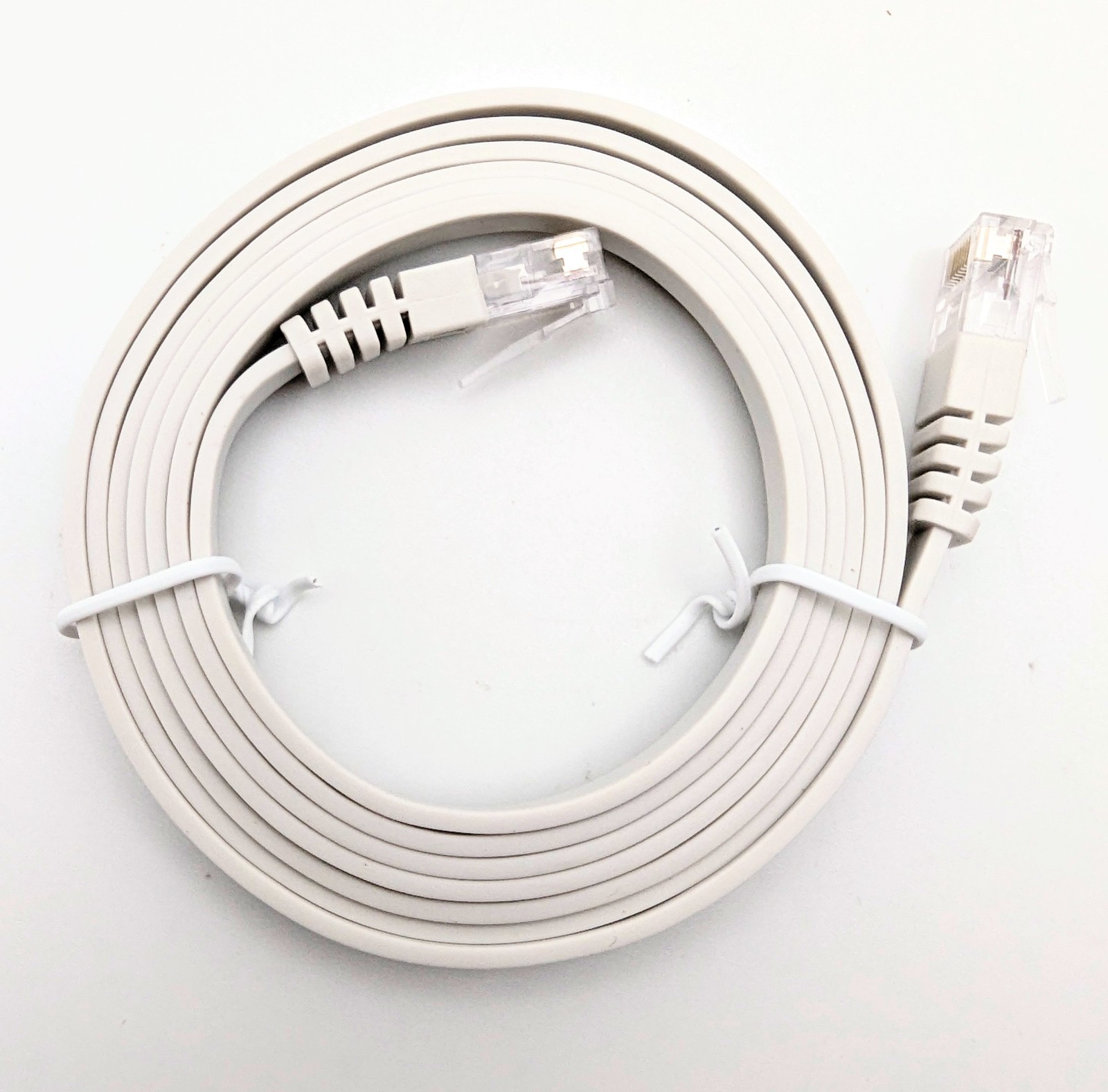 CABLE FLAT RJ45 ETHERNET CAT 6A PATCH 30 AWG 5-FOOT WHITE FREE SHIPPING