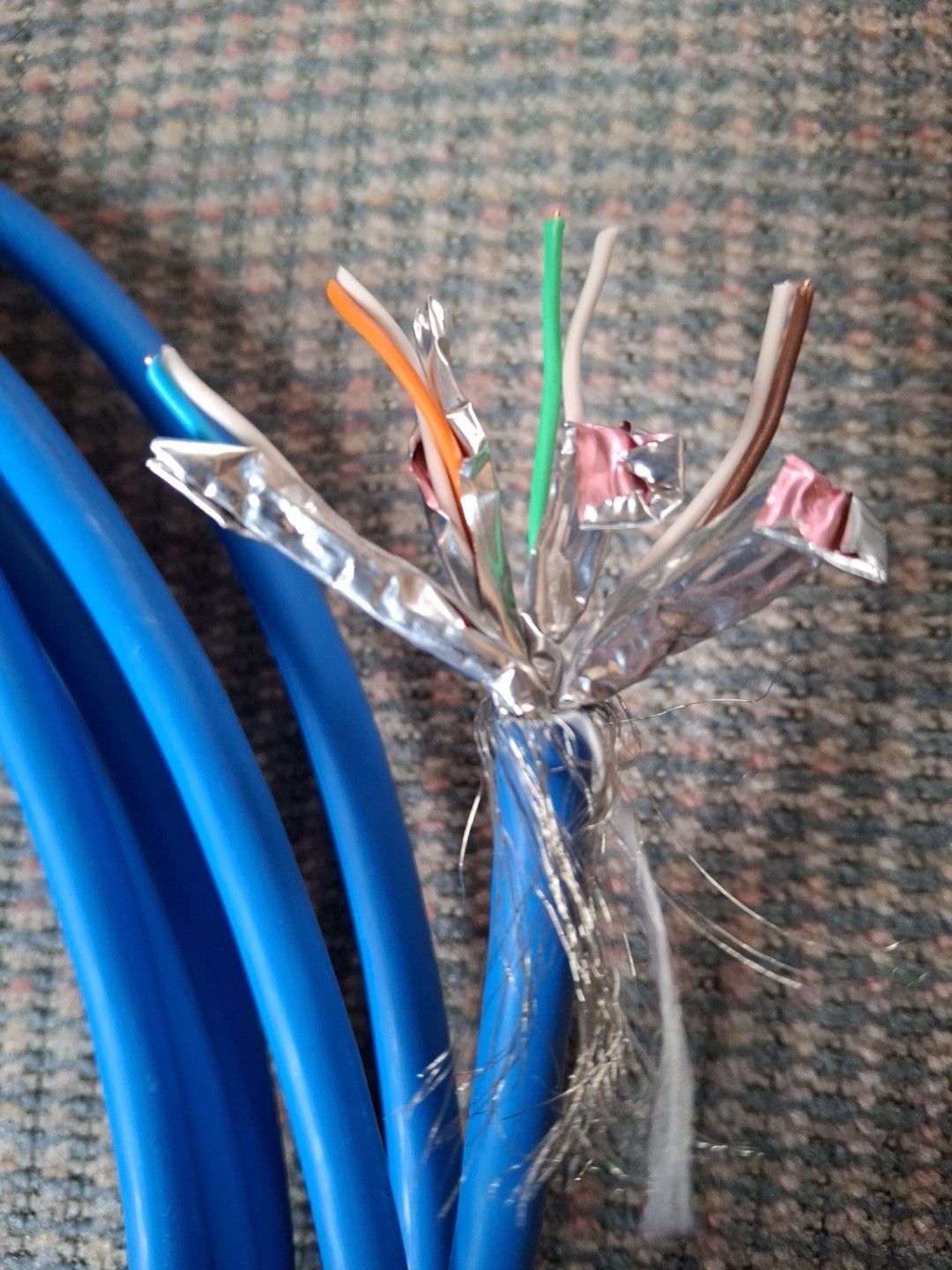 Belden Cat 6a 23awg shielded Solid Bare Copper Blue CPR ethernet cable 166 Feet