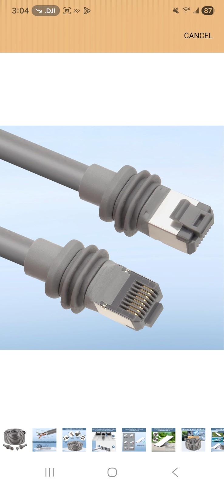 Fit for Starlink Cat6 Ethernet Cable 100 Feet V3, Compatible with 100FT
