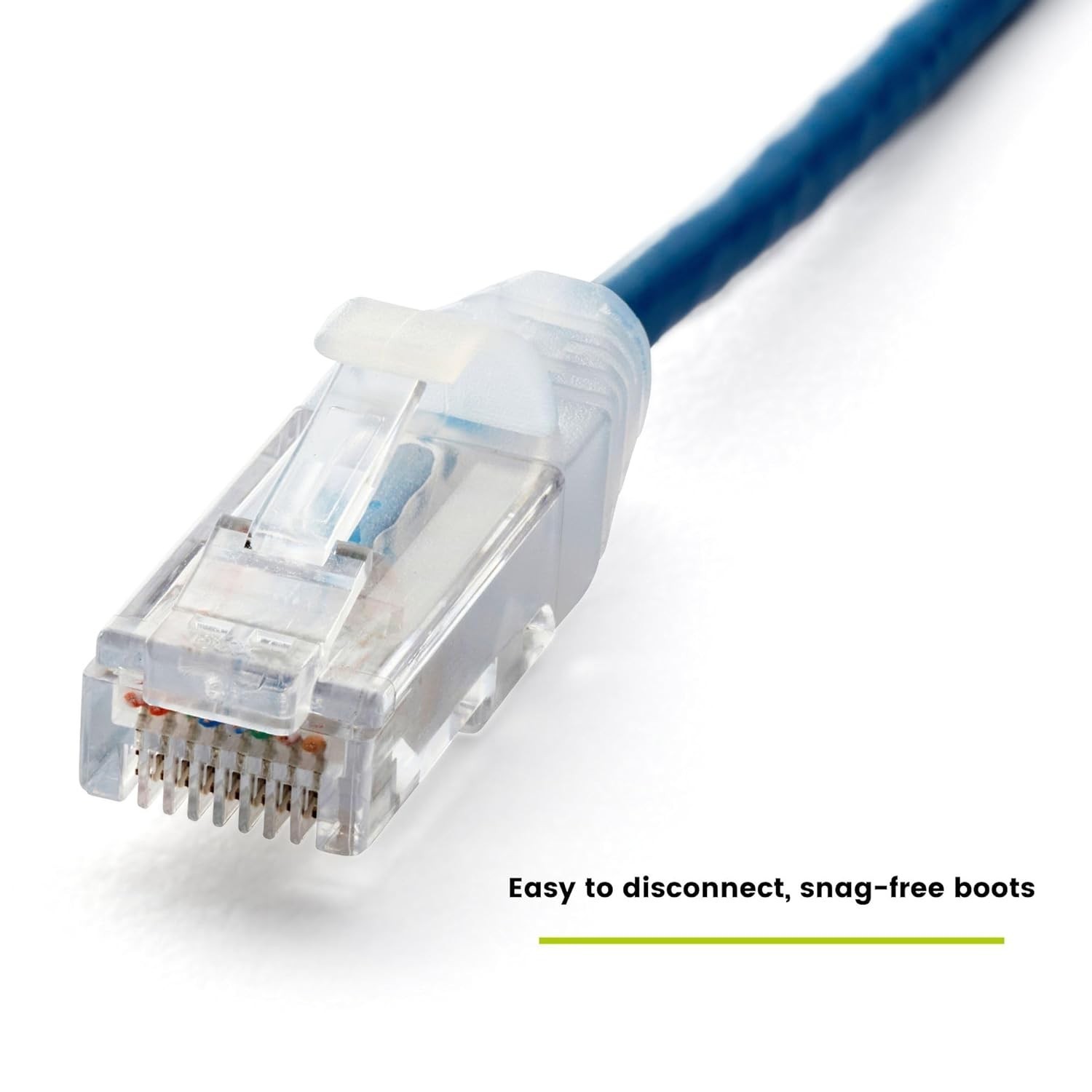 Cat.6A Ethernet Patch Blue & Withe Cable Slim 28AWG Copper RJ-45 LAN Network