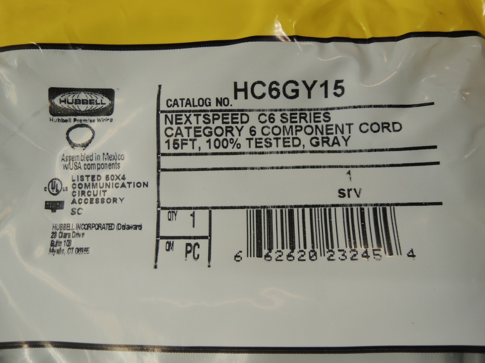 (10) Hubbell HC6GY15 NEXTSPEED Universal Category 6 Patch Cord, 15′ Length, Gray