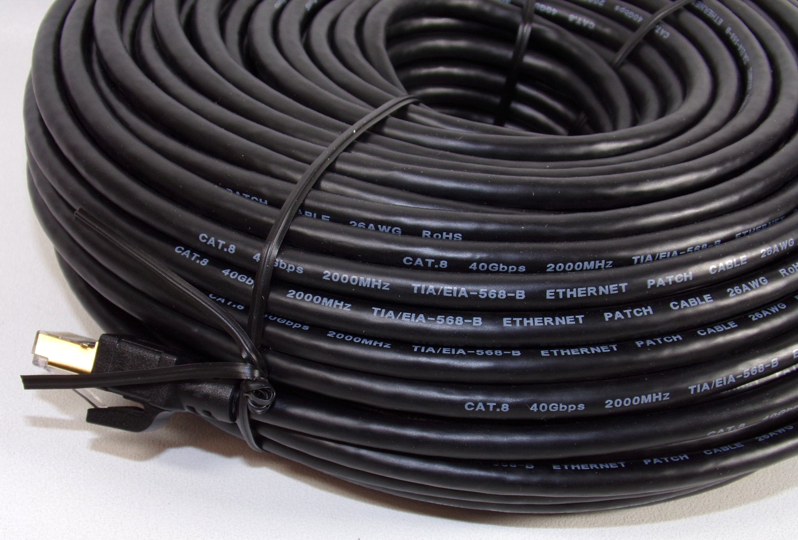 Cat 8 Ethernet Patch Cable, 40Gbps 2000MHz TIA/EIA-568-B, 26AWG (200ft)