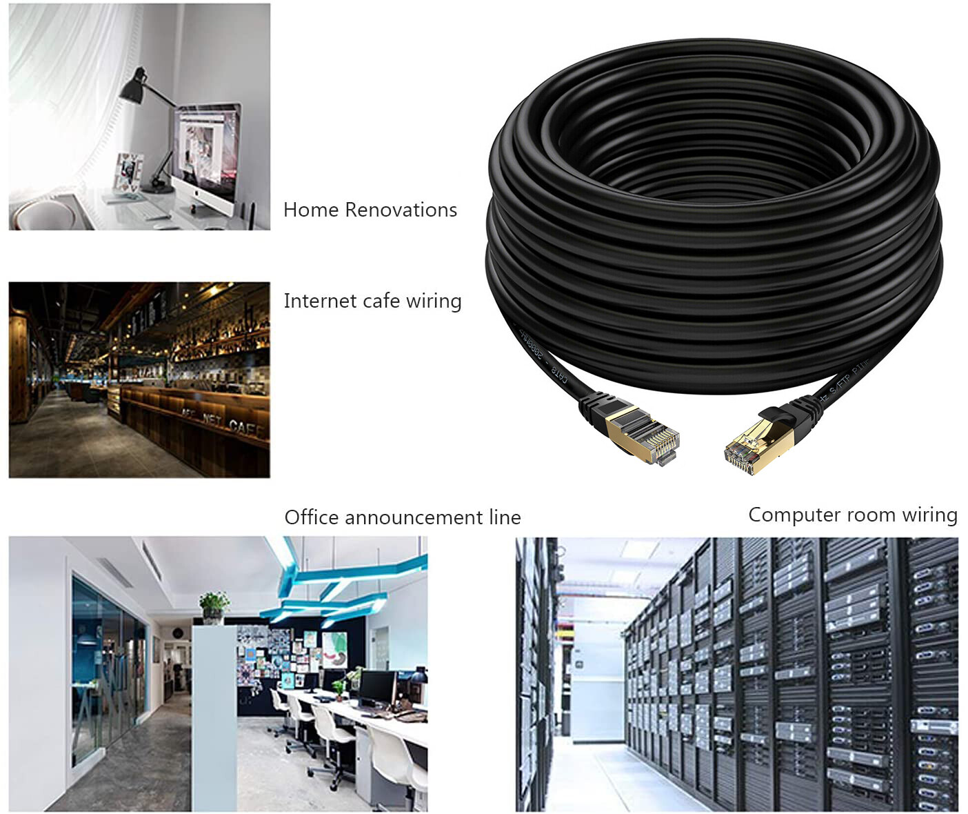 Short-Long Cat 8 7 Ethernet Cable Lot Indoor&Outdoor for Modem/Router/Gaming/PC