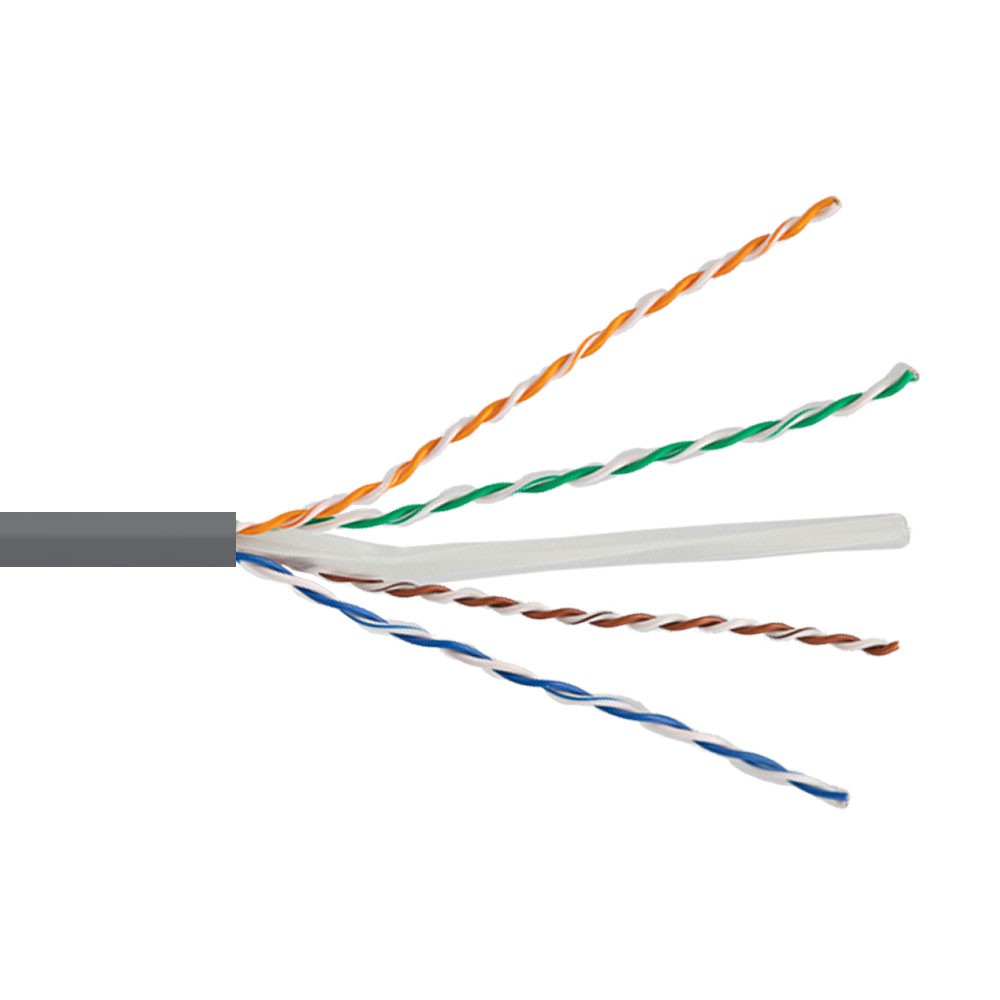 CAT6 Plenum CMP Pure Copper UTP 23 AWG 250 MHz Network Ethernet – 1000 Ft Grey