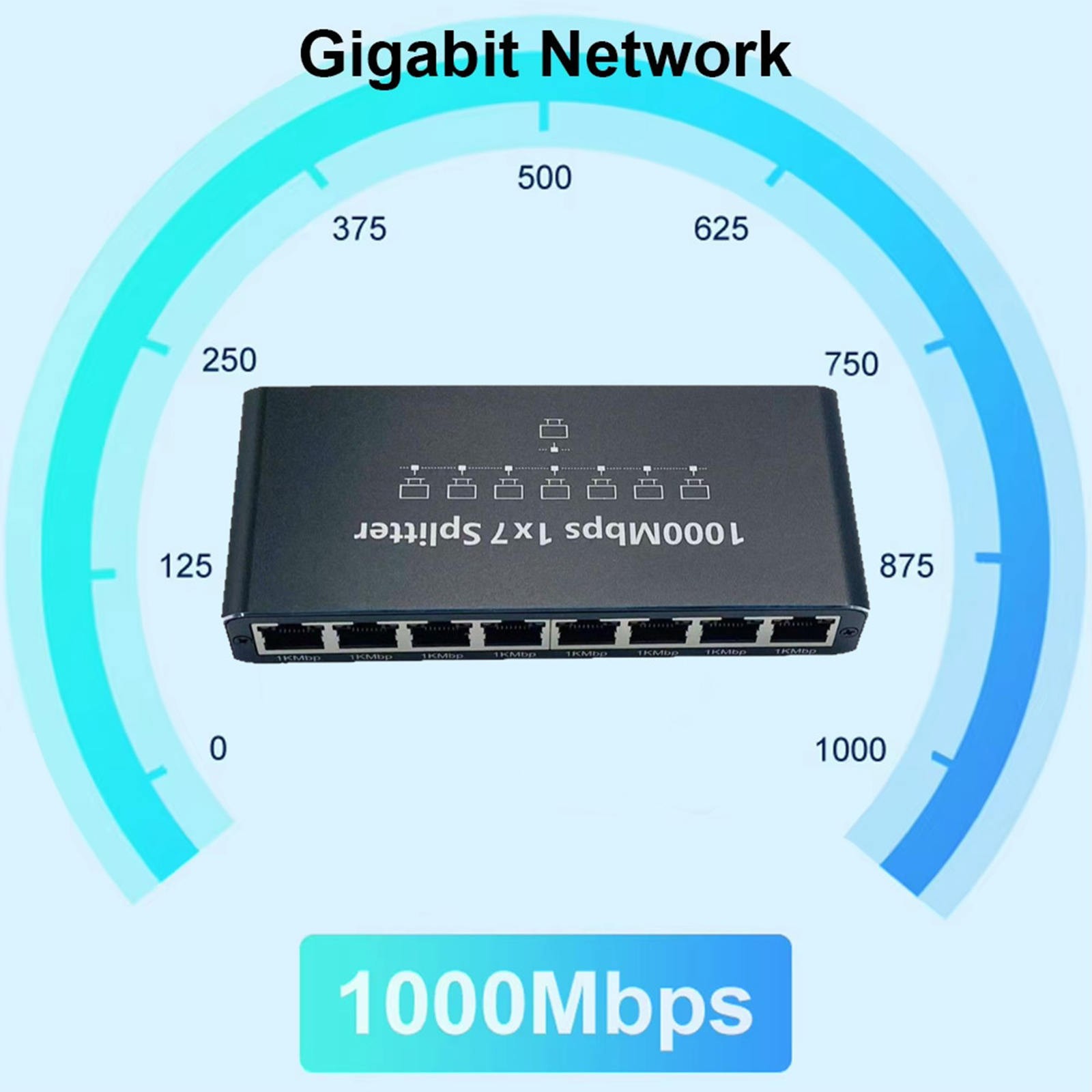 RJ45 1000Mbps Ethernet Splitter 1 to 7 Port LAN Network Switch for PC Mac Router