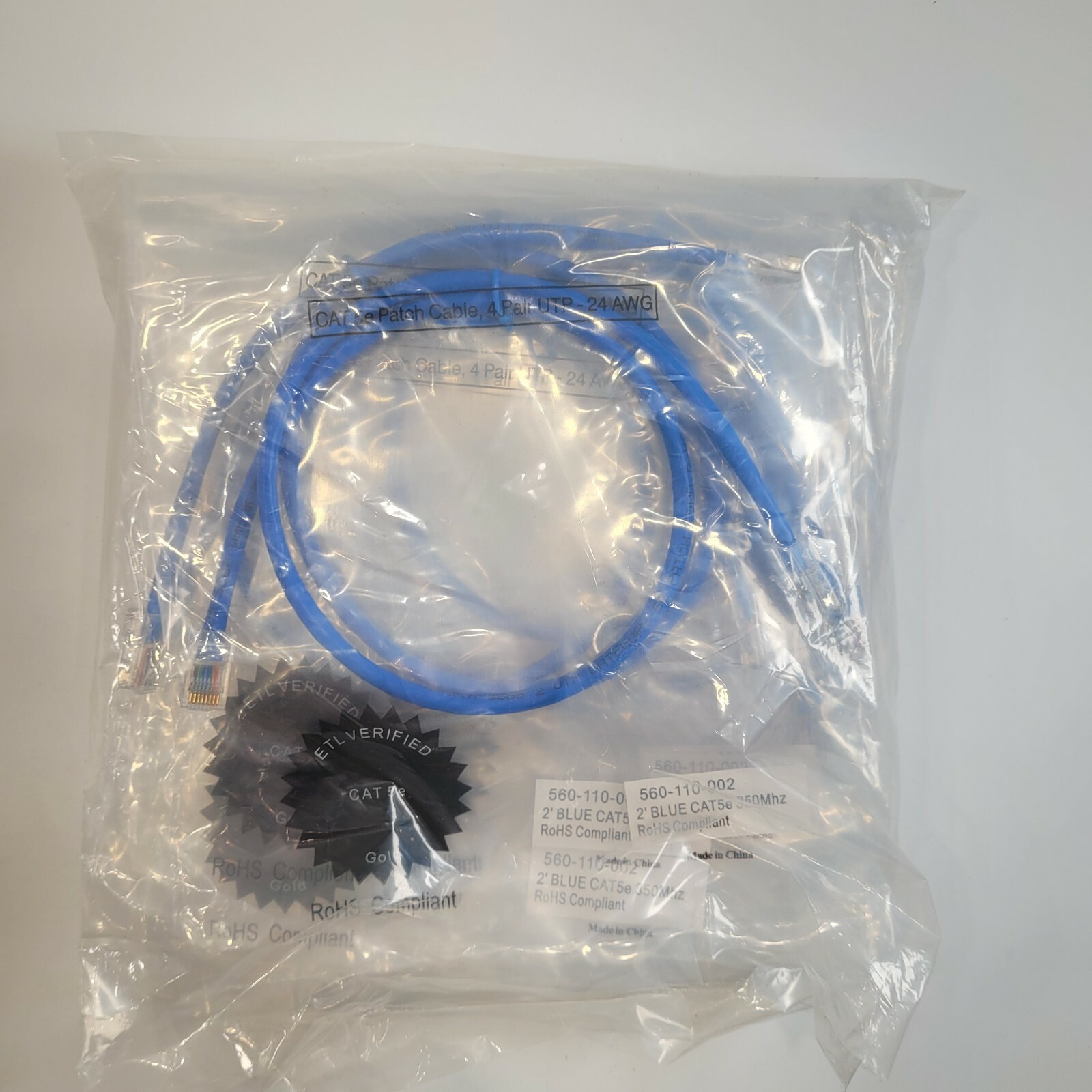 SET OF 10 CAT 5e Patch Cable 560-110-003 2′ BLUE CAT5e 350Mhz RoHS COMPLIANT