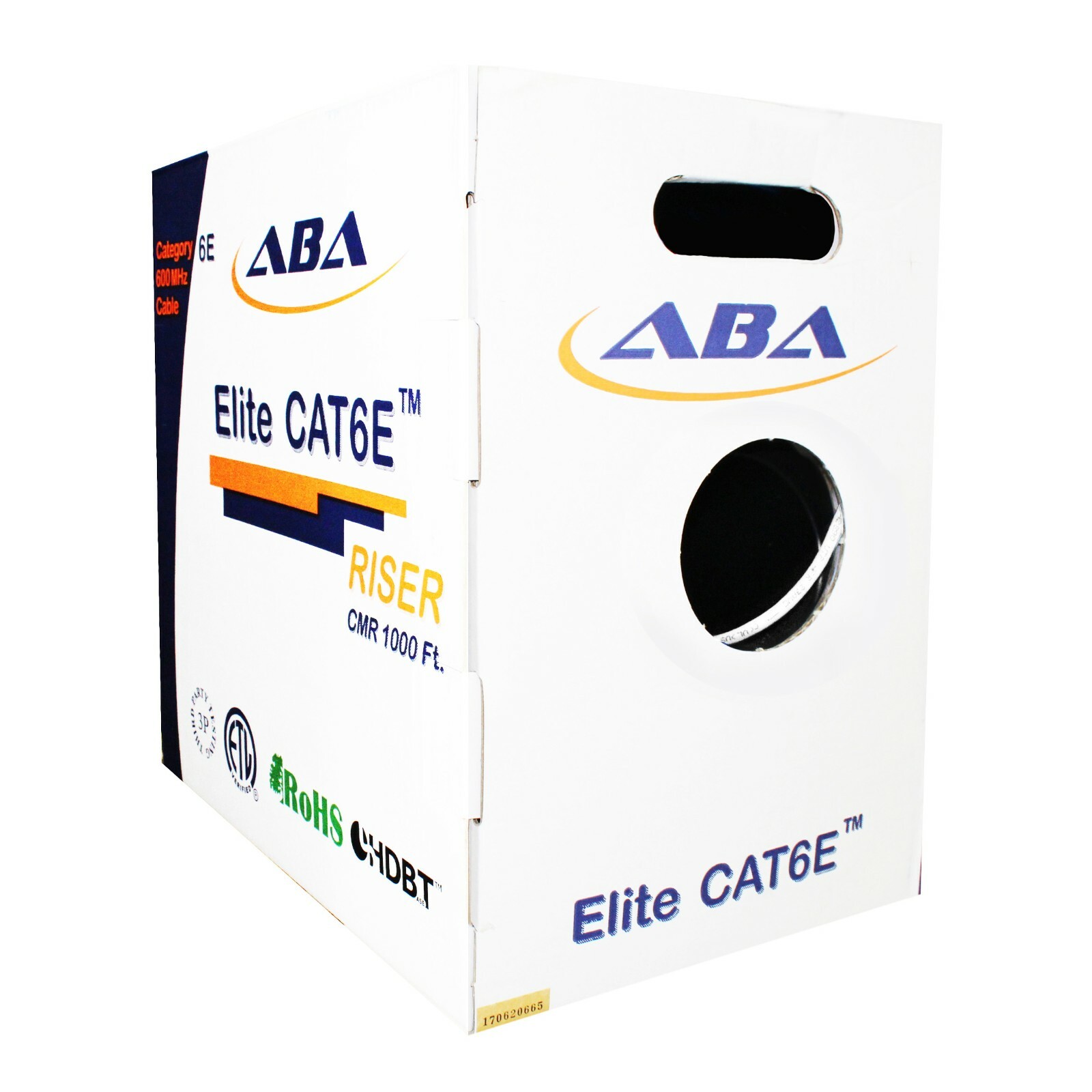 Cat6e Riser CMR 24AWG UTP, 600MHz, Solid Bare Copper 1000FT. Ethernet Cable