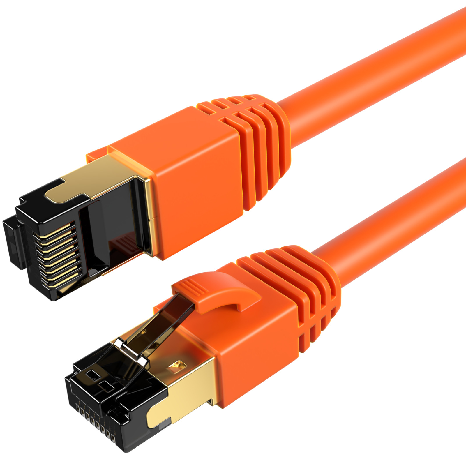 CAT8 Orange STFP Ethernet Cable 40Gbps 2GHz Copper LAN Wire 0.5FT-75FT Multi LOT