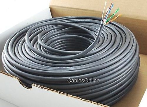 250ft Solid CAT6E CMR 550 Mhz, High-Performance 23 AWG Copper Bulk Cable, Black