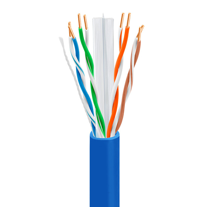 CAT6 Plenum Ethernet Cable 1000FT, 23AWG 550MHz UTP Blue