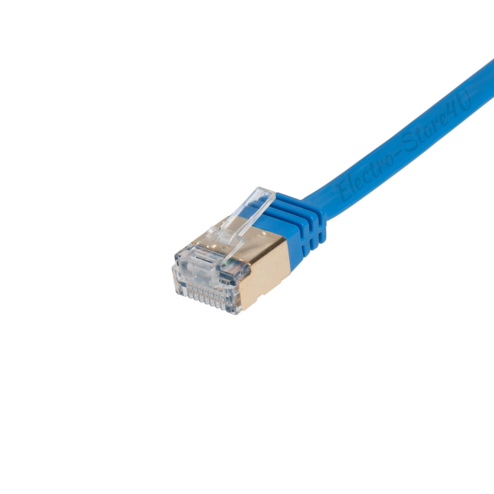 Flat Cat7 Ethernet Patch Blue Cable 6 10 20 25 30 50 75 100 FT U/FTP LAN Lot