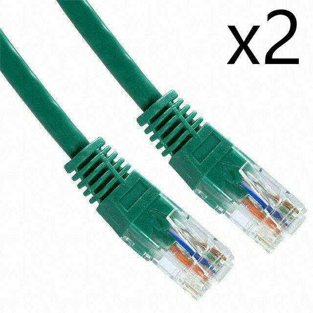 2 Pack Lot – 1ft CAT6 Ethernet Network LAN Router Patch Cable Cord Wire Green