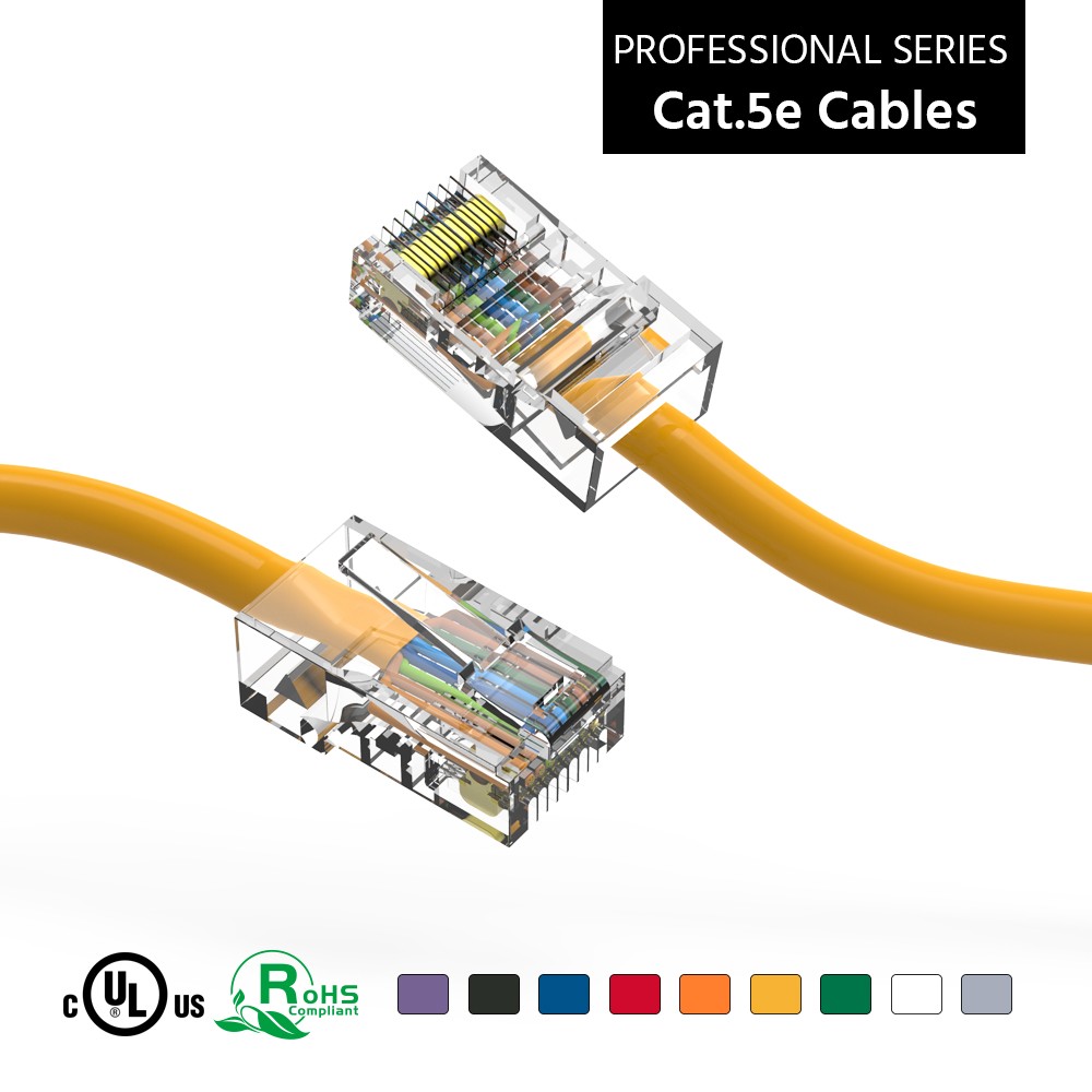15 Pack of 30Ft CAT5E UTP Ethernet Network Non Booted Cable 12-200 Feet Yellow