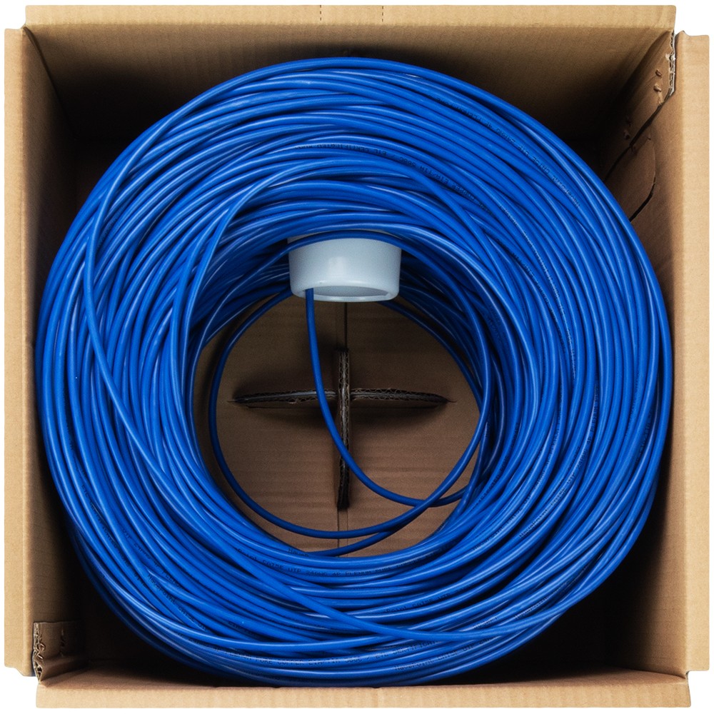 CAT5e Plenum CMP Pure Copper UTP 24AWG 350MHz Network Ethernet 1000FT Blue Bulk