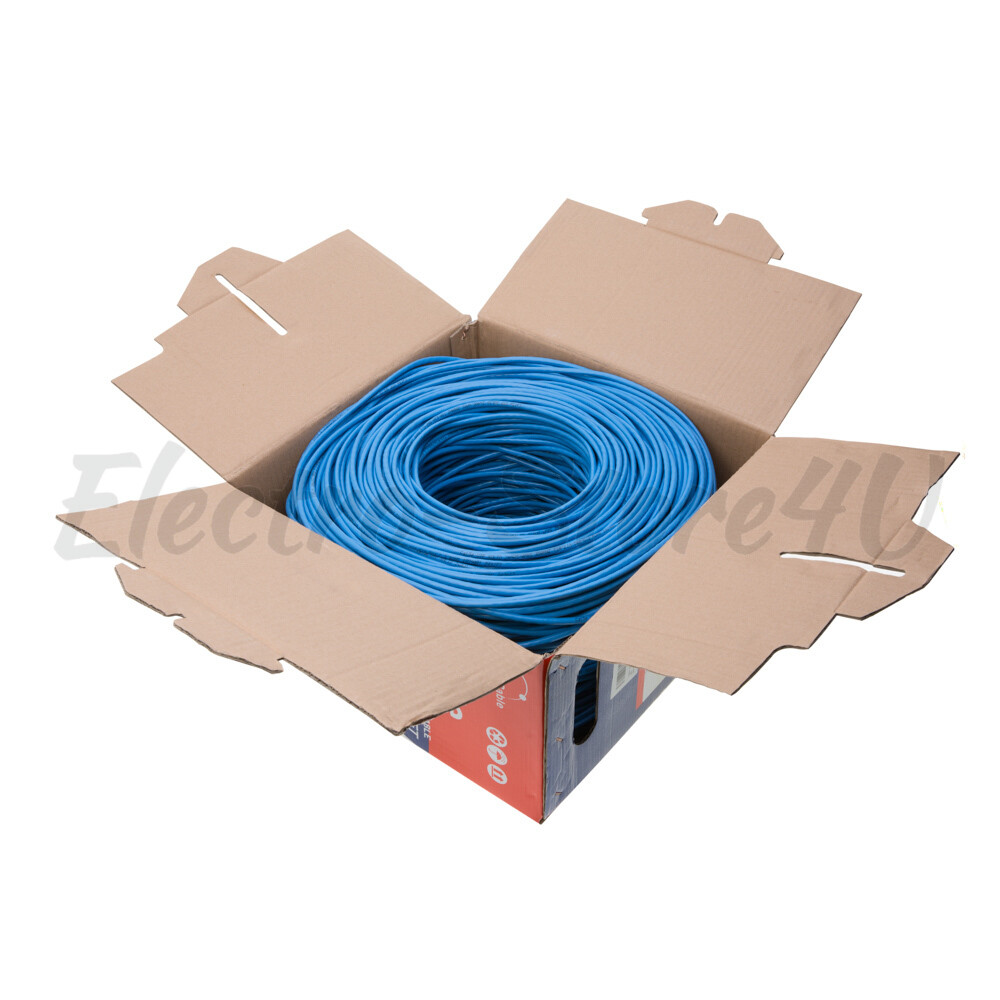 1000ft Cat6 Blue Ethernet Network Cable Solid 23AWG Copper Clad CCA Bulk Wire